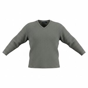 Cherokee Brand Mens V-Neck Sweater Gray Ribbed 100% Cotton Long Sleeve Size S‎